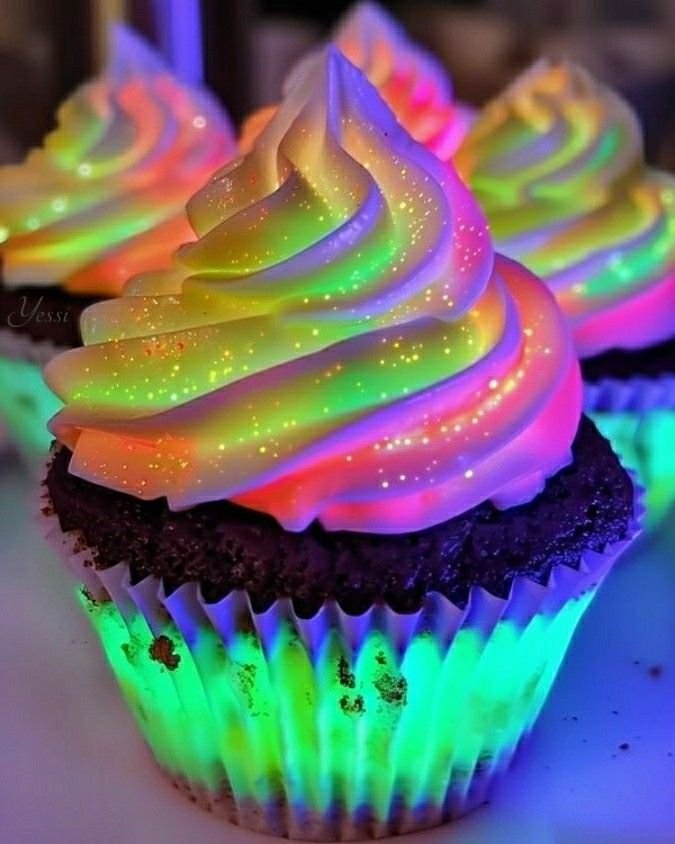 Chocolate Cupcake with Neon-Colored Frosting